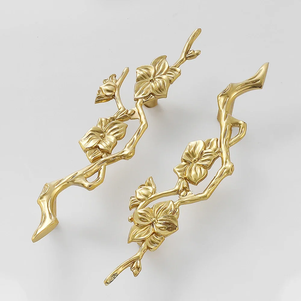 มือจับตู้ทองเหลืองลายดอกไม้ มื - Unique Furniture Hardware Pulls บทวิจารณ์และราคา
