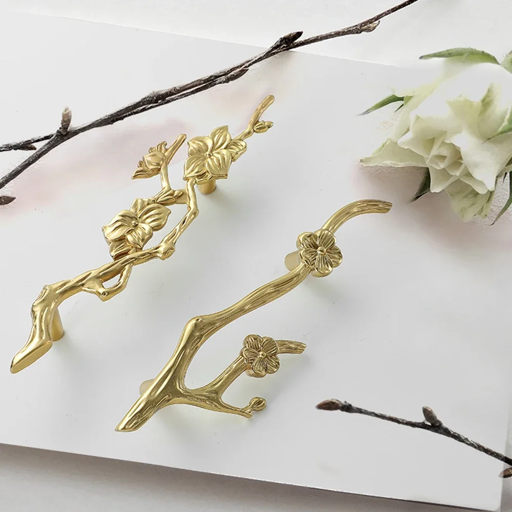 มือจับตู้ทองเหลืองลายดอกไม้ มื - Unique Furniture Hardware Pulls บทวิจารณ์และราคา