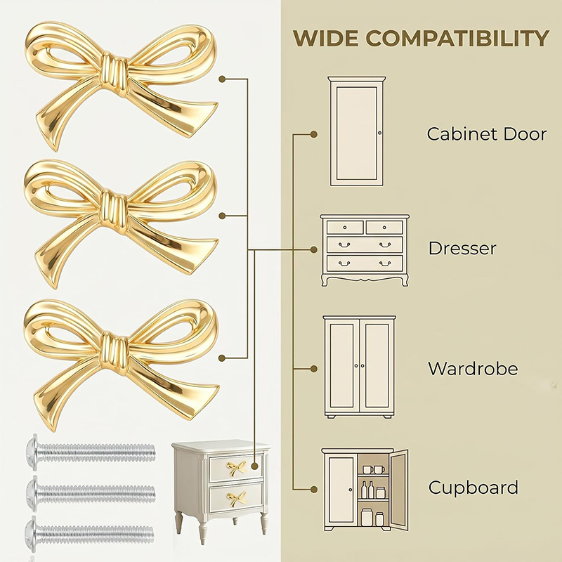 มือจับลิ้นชักรูปโบว์ 2/4/8 ชิ้ - Furniture Hardware Gold บทวิจารณ์และราคา